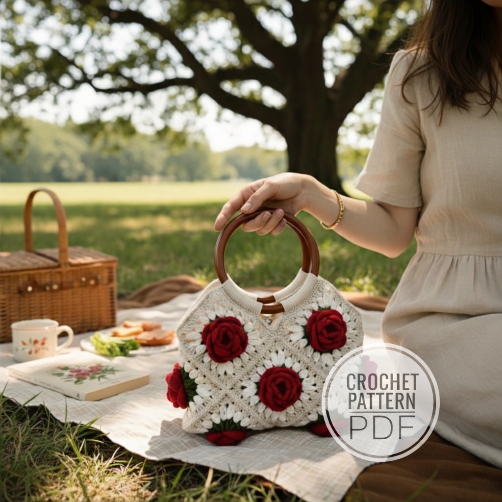3D Granny Square Crochet Bag Pattern PDF | Handmade Crochet Handbag | Floral Granny Square Purse | Instant Download