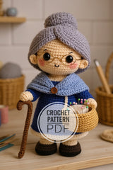 Crochet Granny/Grandma Pin Cushion Doll with Basket, Digital PDF Pattern
