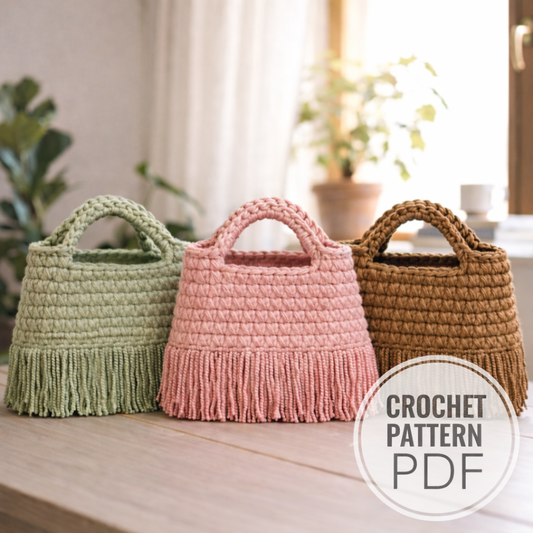 Nylon Fringe Crochet Tote Bag Pattern PDF | Modern Crochet Tote | Handmade Fringe Bag Tutorial | Instant Download