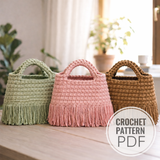 Nylon Fringe Crochet Tote Bag Pattern PDF | Modern Crochet Tote | Handmade Fringe Bag Tutorial | Instant Download