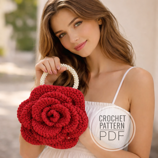 Crochet Rose Bag Pattern with Video Tutorial | PDF Digital Download